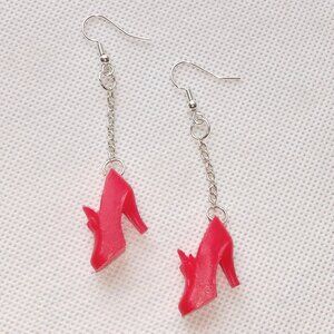 Red Barbie Doll High Heel Shoe Earrings, Retro Earrings, Weird Earrings, Fun